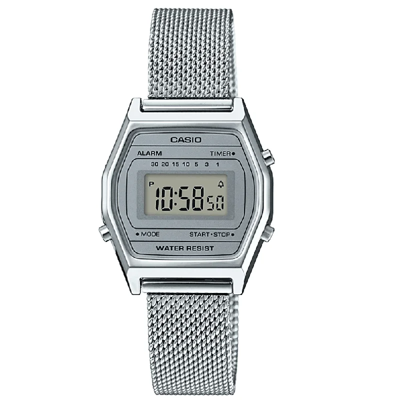 Unisex Handmade Design Watches-Casio Vintage Unisex Silver Watch LA690WEM-7EF