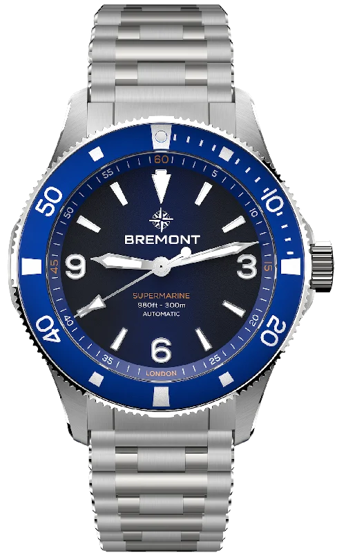men's mechanical watches with backlight design -Bremont Supermarine 300M Blue Bracelet men's mechanical watches with backlight design -Bremont Supermarine 300M Blue Bracelet