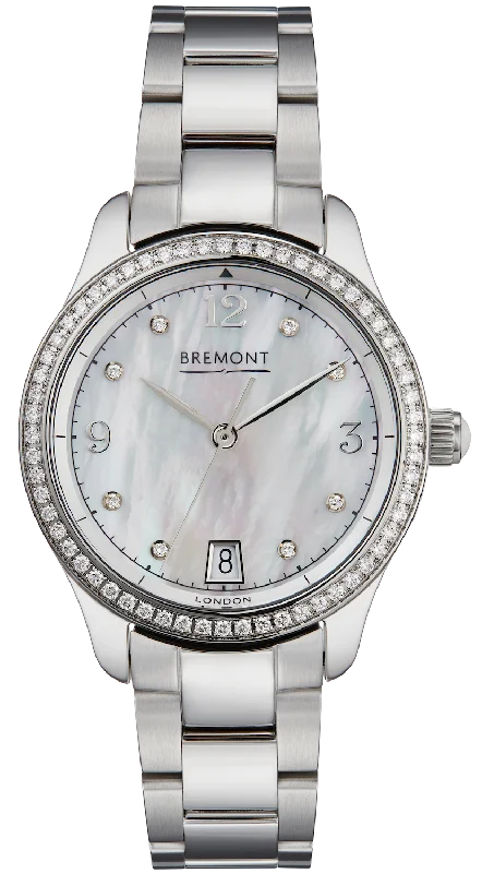 women's mechanical watches with self-winding display function -Bremont Solo Lady K White Mother of Pearl