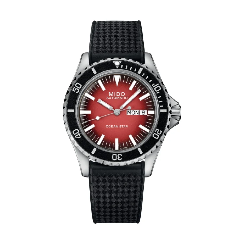 men's dive watches with domed glass -Ocean Star Tribute Red Gradient