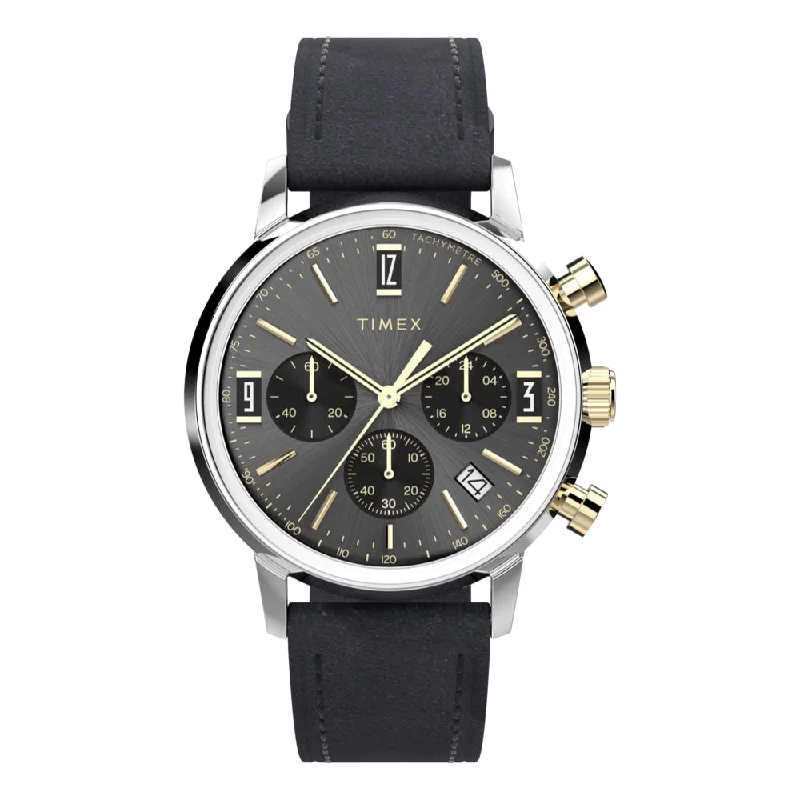 men's GMT watches with shock-resistant style design -Marlin Quartz Chrono 40mm Two Tone Case Black Dial men's GMT watches with shock-resistant style design -Marlin Quartz Chrono 40mm Two Tone Case Black Dial
