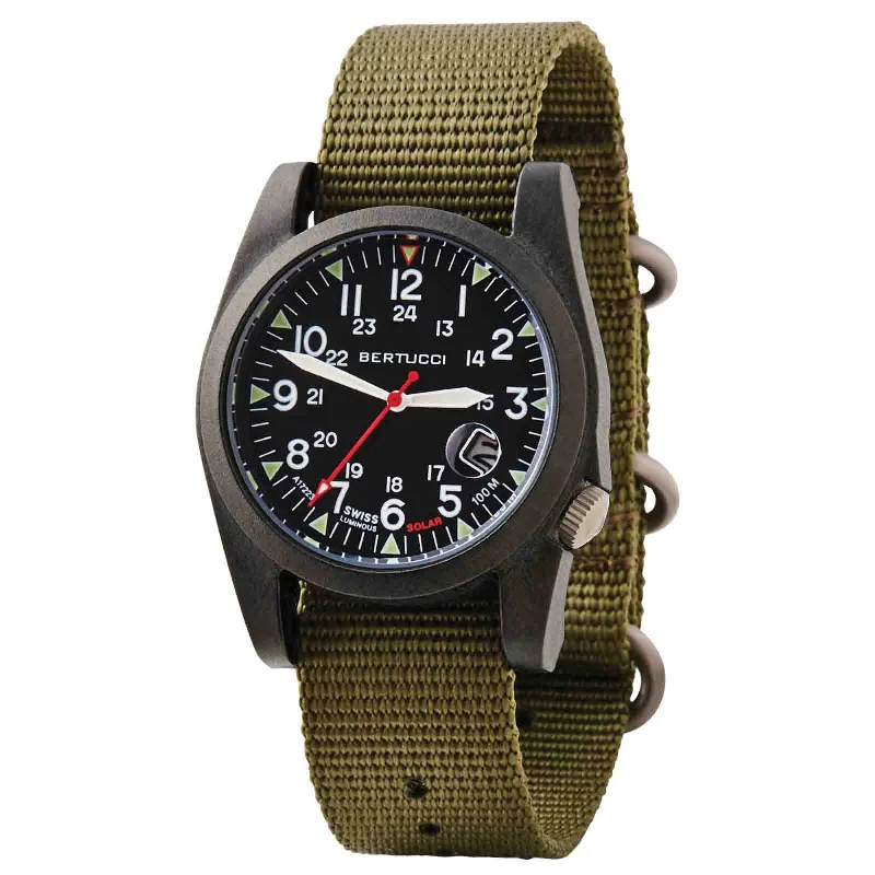 men's field watches with SuperLuminova design -Bertucci A-3PS Solar Field Forest