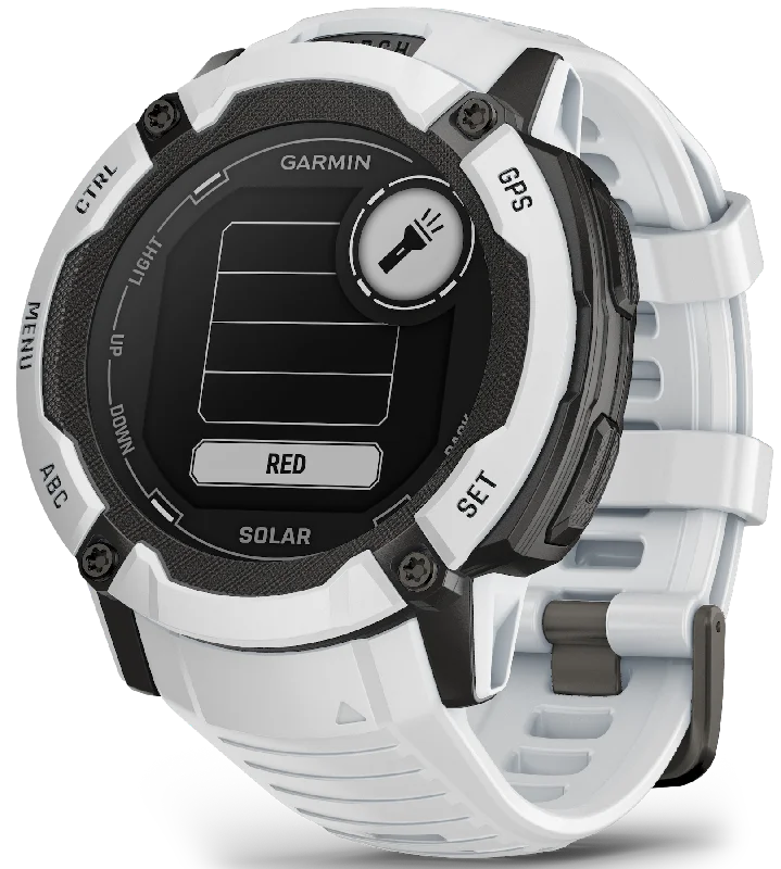 Mens Smart Watches Anti-Fingerprint-Garmin Instinct 2X Solar Whitestone