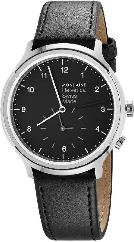 Unisex Solar Powered Style Watches-Mondaine Watch Helvetica Regular Black MH1.R2020.LB Unisex Solar Powered Style Watches-Mondaine Watch Helvetica Regular Black MH1.R2020.LB