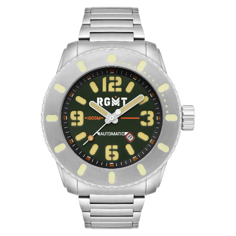 men's field watches with leap year style design -RGMT All-Brite Automatic Troop Green