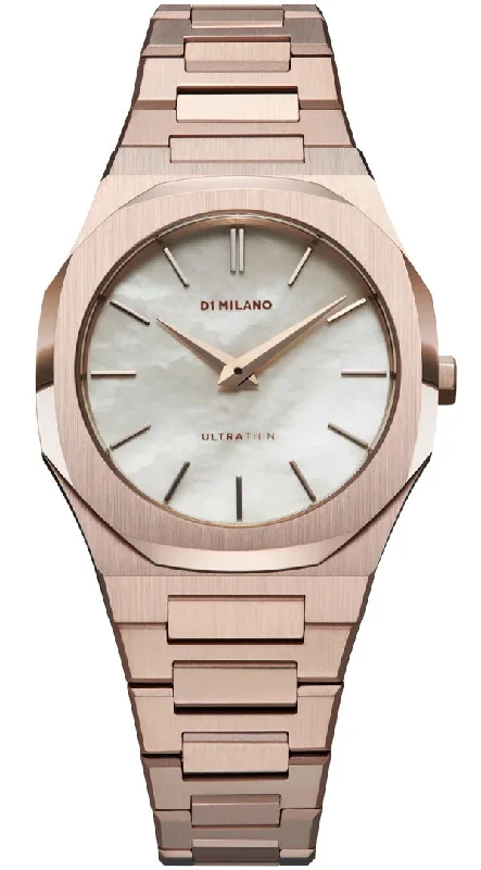 women's mechanical watches with double-domed design -D1 Milano Ultra Thin Pearl Gold