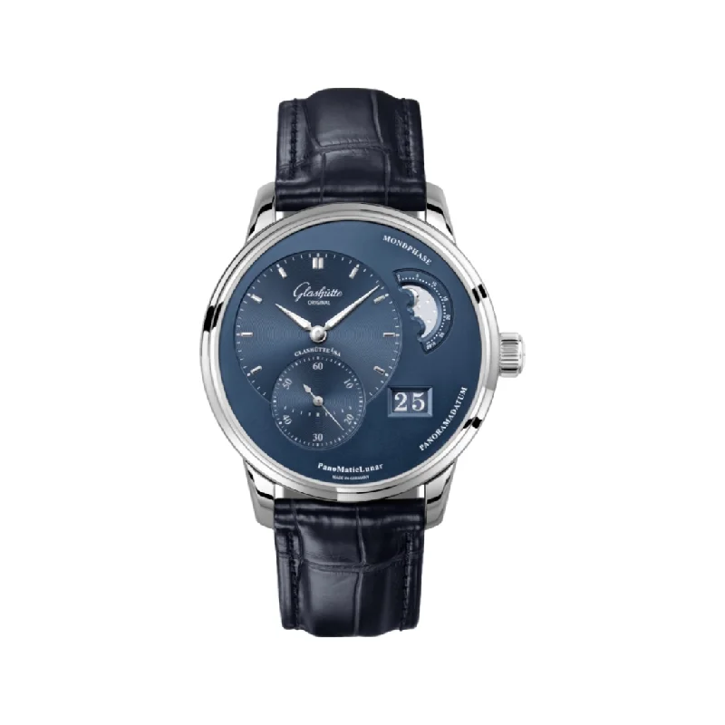 men's functional dive watches -PanoMaticLunar Stainless Steel 40mm - Blue on Strap