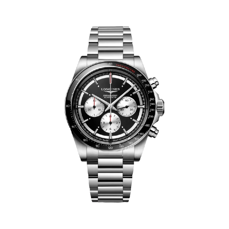Swiss-made dresswatches-Conquest Automatic Chronograph 42mm Black Dial