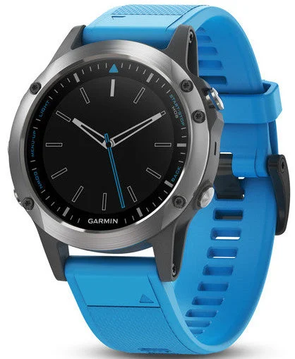 Mens Smart Watches REM Sleep Tracking-Garmin Watch Quatix 5 Steel Blue Band