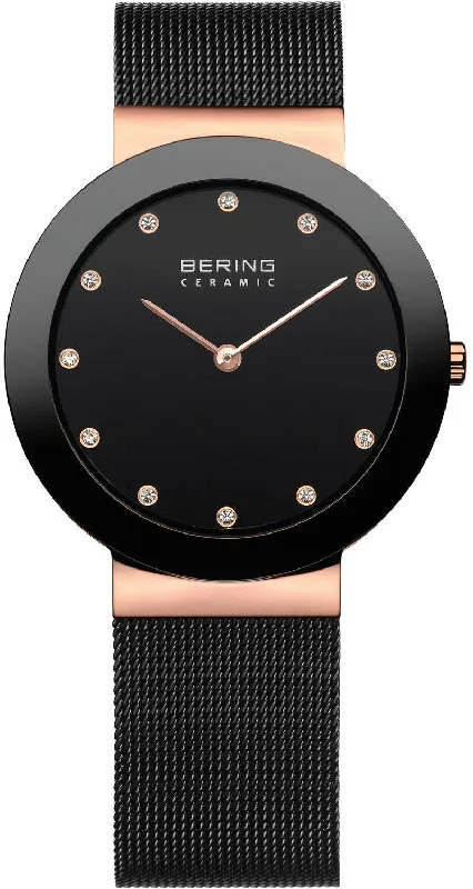women's Bering personalized engraving design watches -Bering Ceramic Black Mesh Ladies