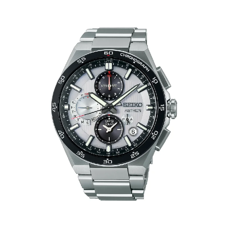 men's chronograph watches with convex style design -SEIKO ASTRON SSH153J1 ‘SILVERY NIGHT’ 5X GPS SOLAR CHRONOGRAPH MEN WATCH