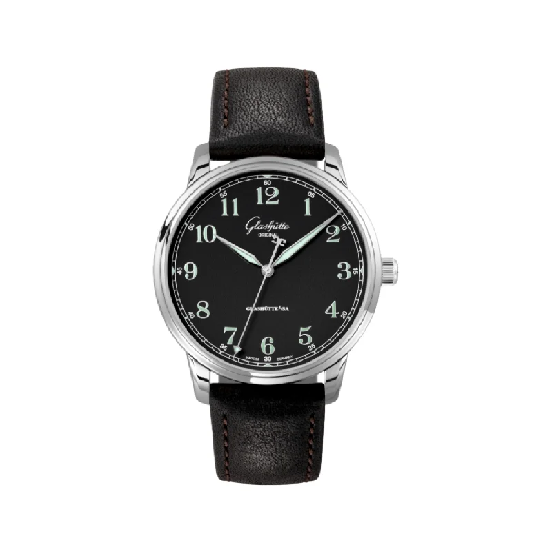 men's pilot watches with futuristic style design -Senator Excellence Varnish Black 40mm - Stainless Steel on Strap men's pilot watches with futuristic style design -Senator Excellence Varnish Black 40mm - Stainless Steel on Strap