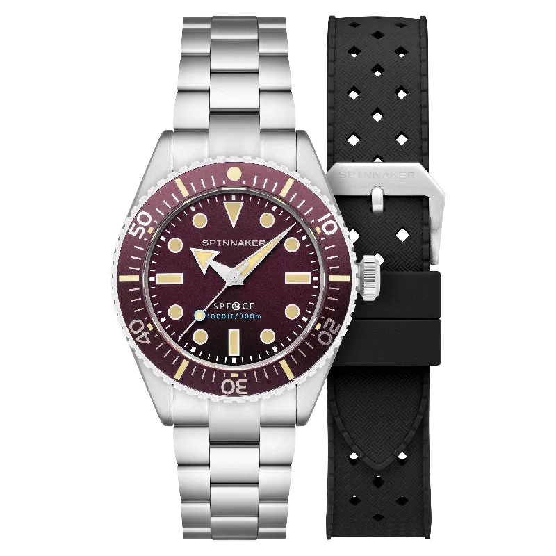 men's skeletonized watches for casual outfits -Spinnaker Spence 300 Automatic Burgundy men's skeletonized watches for casual outfits -Spinnaker Spence 300 Automatic Burgundy