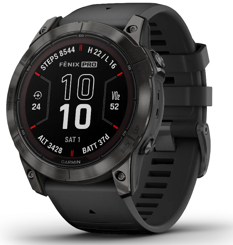 Smart Watches for Mens Notification Alerts-Garmin Fenix 7X Pro Sapphire Solar Carbon Grey Titanium