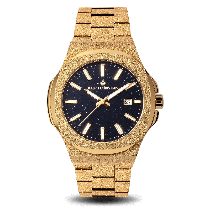 men's mechanical watches for everyday wear -The Frosted Stellar - Gold