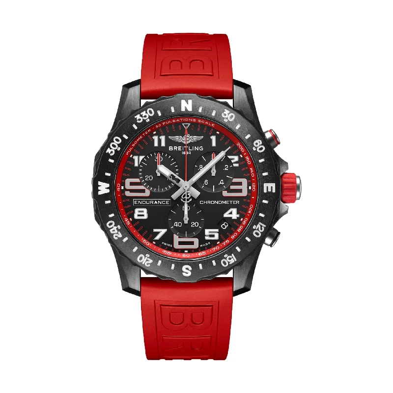 men's fashion dive watches -Endurance Pro Breitlight® - Black on Red Rubber Strap
