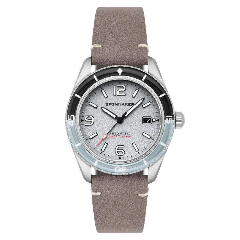 men's skeletonized watches with a distinctive crown design -Spinnaker Fleuss Automatic Ash Grey