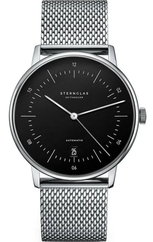 men's mechanical watches with cyclops design -Sternglas Naos/A Automatic Bracelet
