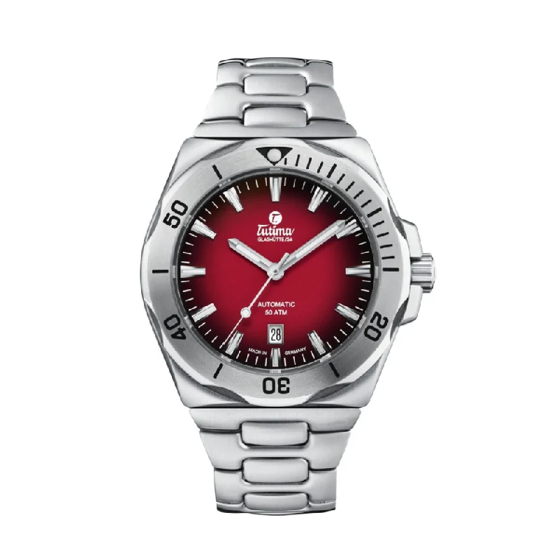 men's Seiko stopwatch design watches -TUTIMA GLASHÜTTE M2 SEVEN SEAS 6155-08 AUTOMATIC MEN WATCH