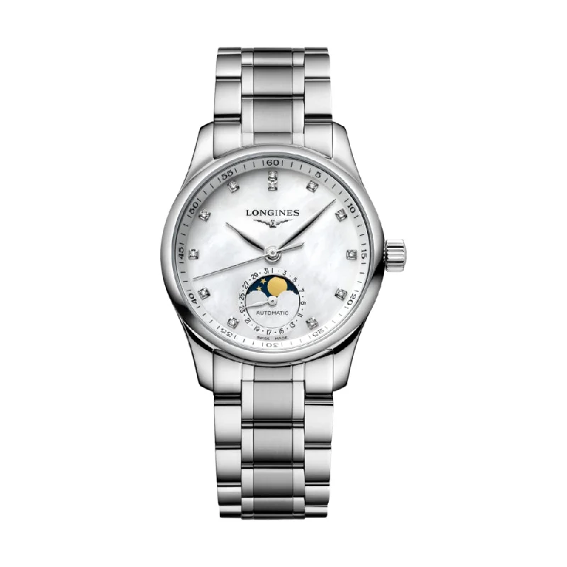 men's dive watches with double-domed glass -Master Collection Moonphase Silver Dial, 34mm