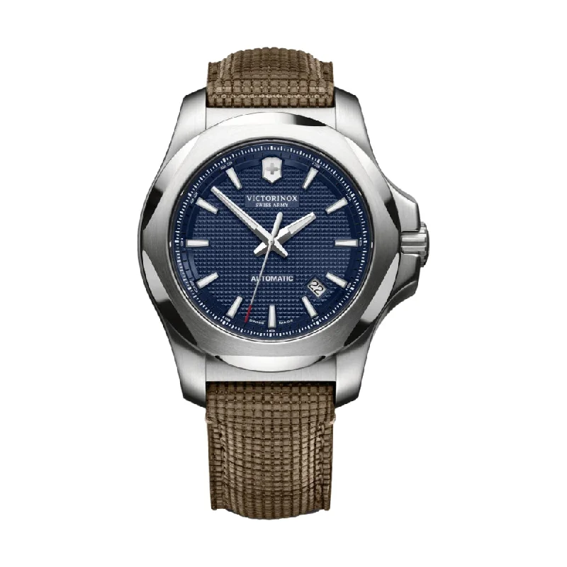 men's pilot watches with durable design -I.N.O.X. Mechanical, Blue Dial, Brown Wood Strap