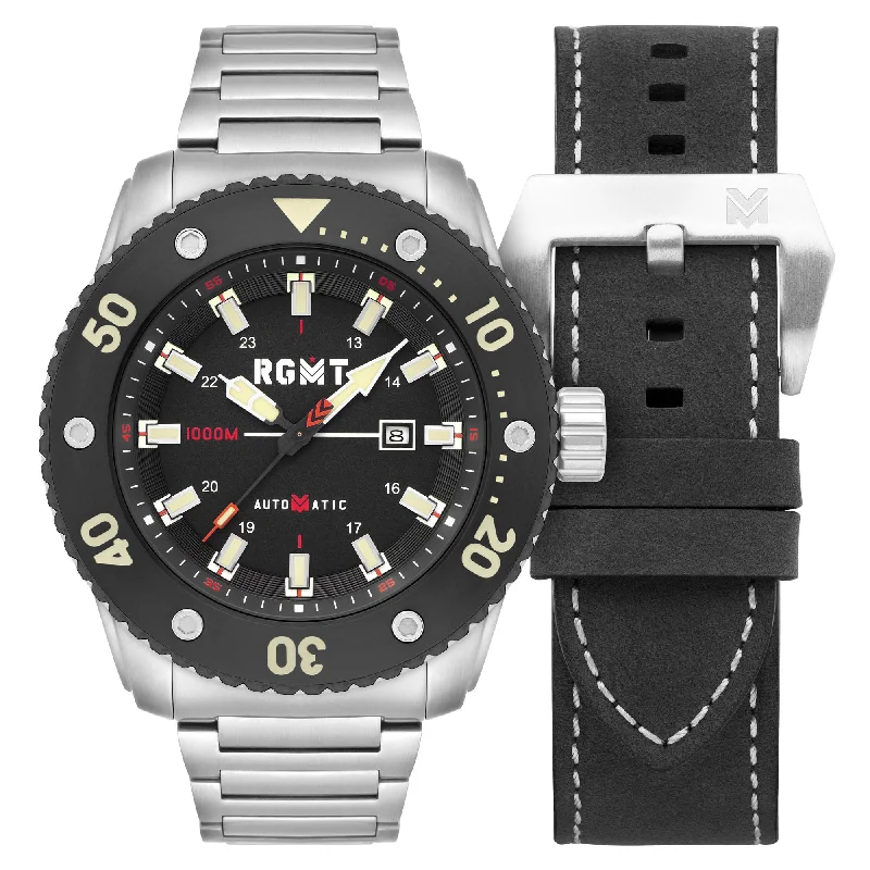 men's field watches with sleek style design -RGMT All-Brite Automatic Stealth Black men's field watches with sleek style design -RGMT All-Brite Automatic Stealth Black