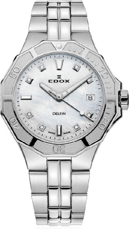 women's mechanical watches with special edition design -Edox Delfin The Original Lady Quartz 3 Hands