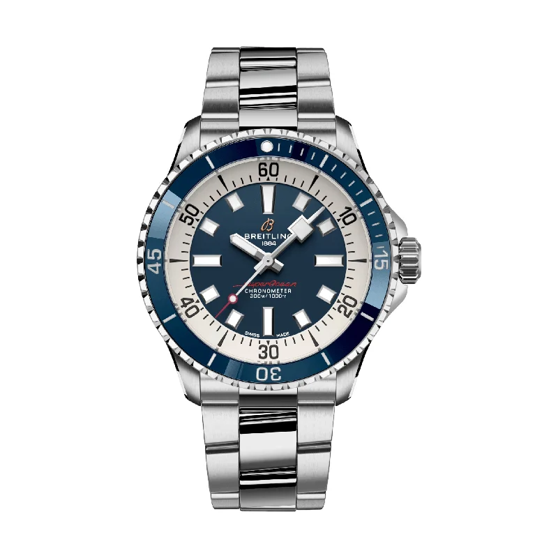 men's chronograph watches for racing -Superocean Automatic 42mm Stainless Steel - Blue