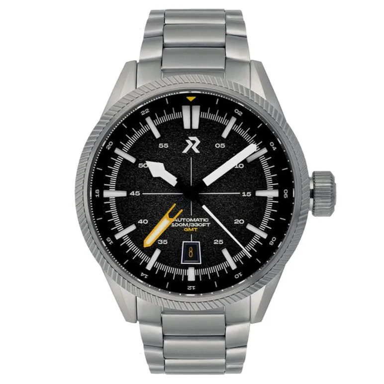 men's pilot watches with luminescent design -RZE Fortitude Automatic GMT Nighthawk