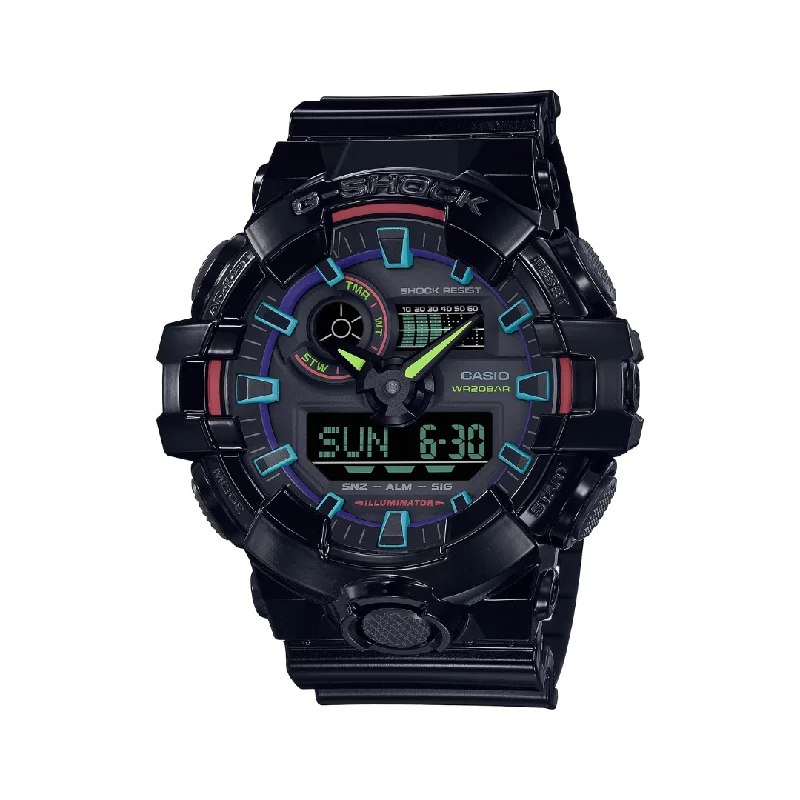 men's Cartier tritium watches -CASIO G-SHOCK GA-700RGB-1ADR VIRTUAL RAINBOW ANALOG DIGITAL BLACK WATCH men's Cartier tritium watches -CASIO G-SHOCK GA-700RGB-1ADR VIRTUAL RAINBOW ANALOG DIGITAL BLACK WATCH