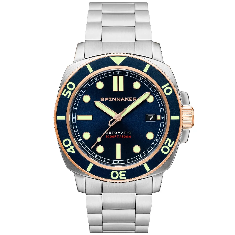 men's skeletonized mechanical watches -Spinnaker Hull Diver Automatic Patriot Blue