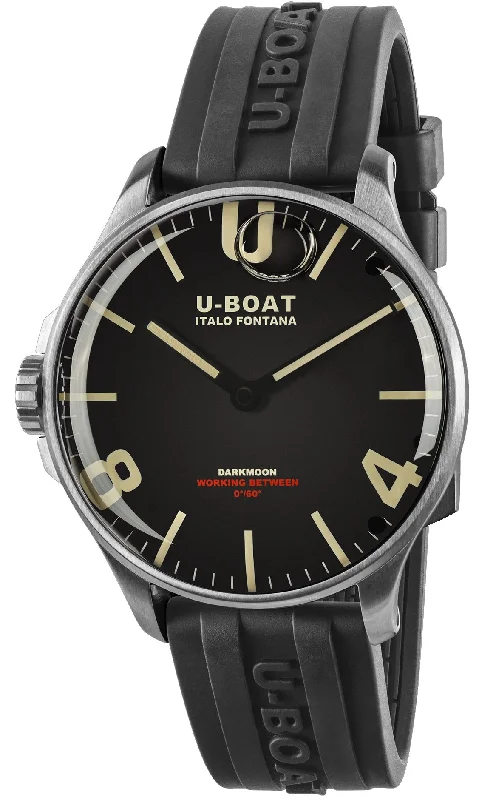 men's mechanical watches with silicone style straps -U-Boat Darkmoon 44 Black SS