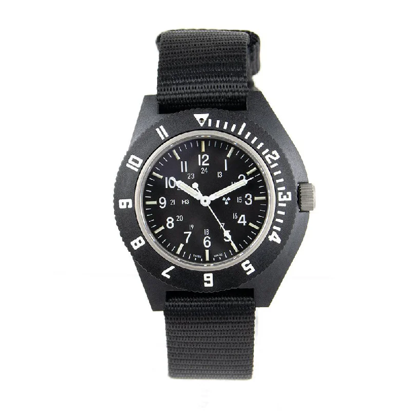 men's field watches with personalized engraving style design -New Sapphire Crystal Pilot's Navigator with Tritium - Black - 41mm