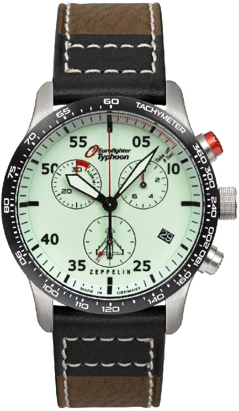 men's mechanical watches with logo engraving design -Zeppelin Eurofighter Mens