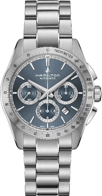 men's mechanical watches with SuperLuminova design -Hamilton Ex-Display Jazzmaster Performer Automatic Chrono Blue men's mechanical watches with SuperLuminova design -Hamilton Ex-Display Jazzmaster Performer Automatic Chrono Blue