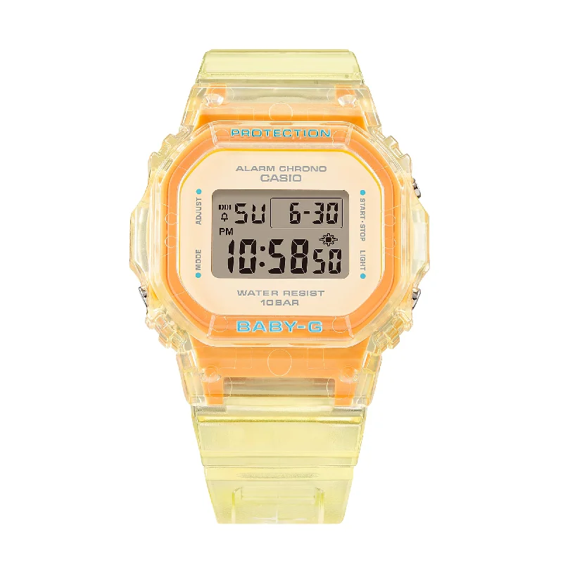 durable men's skeletonized watches for rugged use -G-Shock BGD565 Digital Summer Jelly Yellow durable men's skeletonized watches for rugged use -G-Shock BGD565 Digital Summer Jelly Yellow