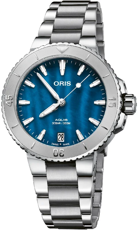 women's mechanical watches with corrosion-resistant design -Oris Aquis Date Aegean Blue women's mechanical watches with corrosion-resistant design -Oris Aquis Date Aegean Blue