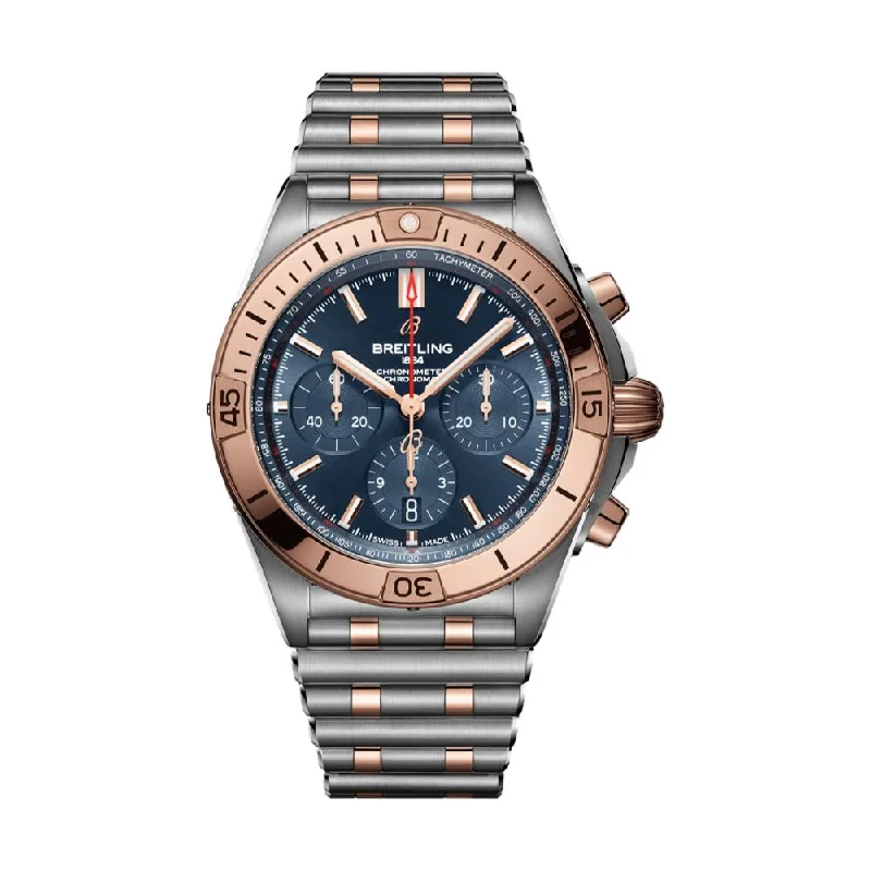 men's chronograph watches with chime style design -Chronomat B01 42mm Stainless Steel & 18k Red Gold - Blue men's chronograph watches with chime style design -Chronomat B01 42mm Stainless Steel & 18k Red Gold - Blue