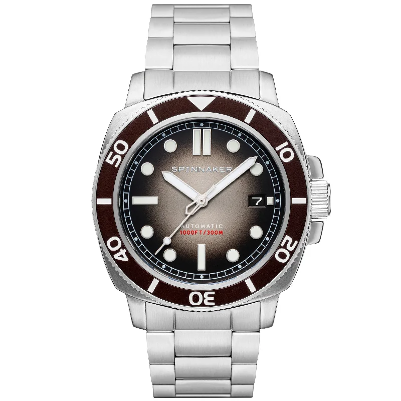 men's pilot watches with automatic style design -Spinnaker Hull Diver Automatic Harvest Brown