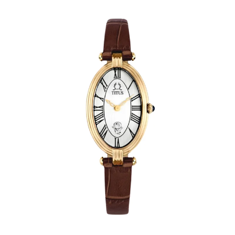 women's mechanical watches with anti-reflective design -SOLVIL ET TITUS DORAEMON W06-03312-002 2 HANDS QUARTZ LEATHER WOMEN WATCH