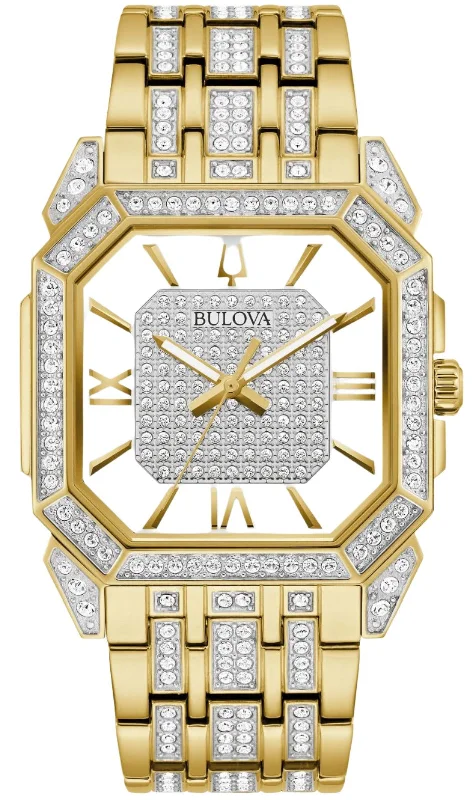men's mechanical watches with anti-reflective design -Bulova Crystal Octava Mens