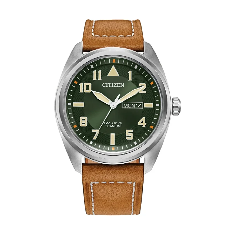 men's digital watches with tide style design -Garrison Super Titanium Green Dial 42mm