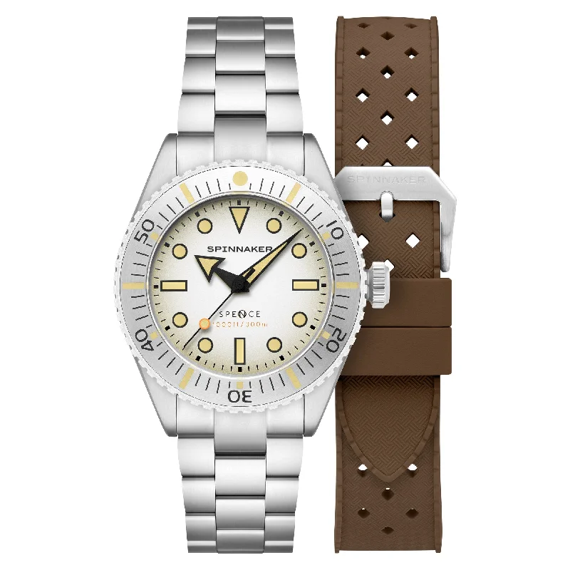 men's skeletonized watches for luxury collection -Spinnaker Spence 300 Automatic Off White