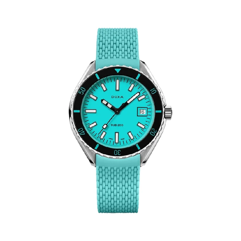 groom-wedding dresswatches-Sub 200 Aquamarine Turquoise Dial on Rubber Strap, 42mm