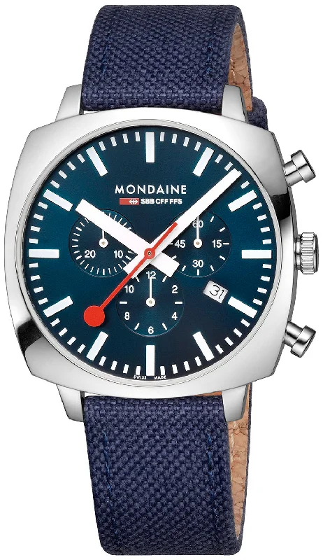 men's mechanical watches with dual time function -Mondaine Official Swiss Railways Cushion Set