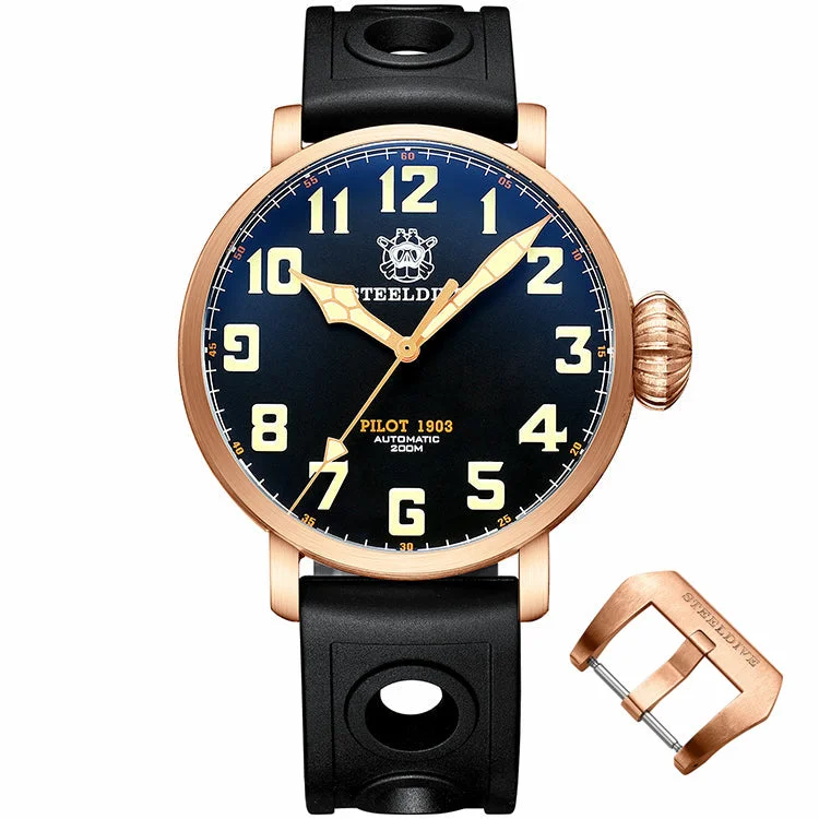 men's pilot watches with shock-resistant design -Steeldive SD1903S Bronze Pilot Men Watch men's pilot watches with shock-resistant design -Steeldive SD1903S Bronze Pilot Men Watch