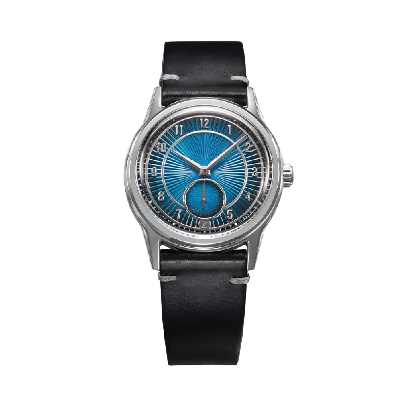 Swiss-made dresswatches-Nova 37mm - Teal on Leather Strap