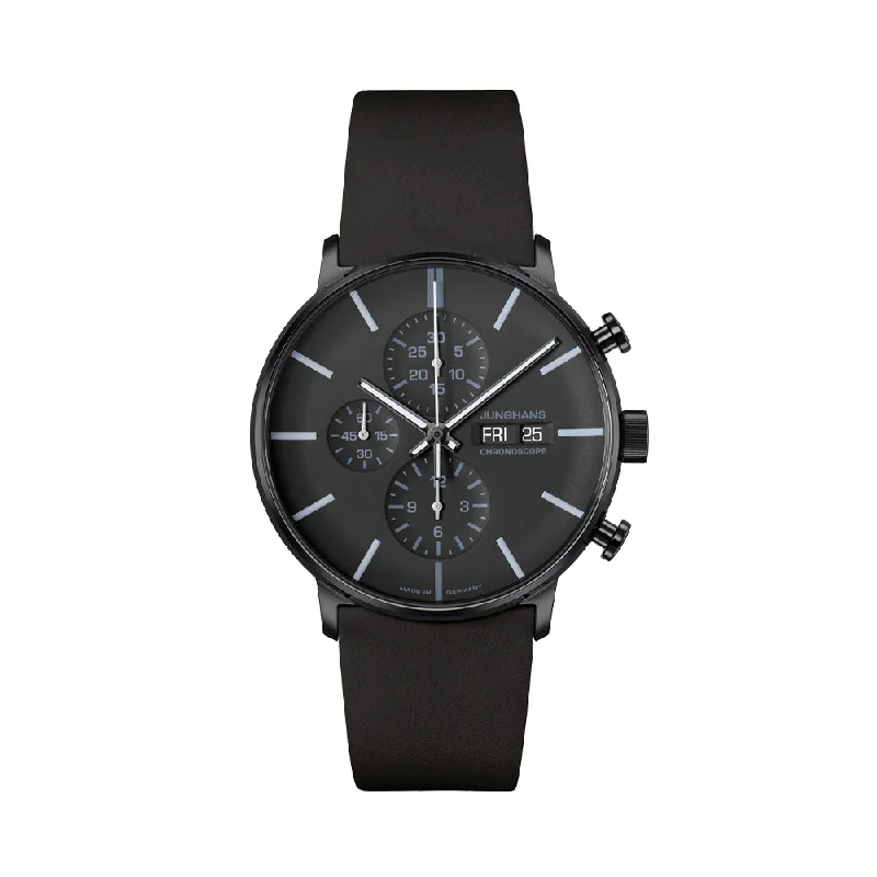 men's GMT field watches -FORM A Chronoscope Date English 42mm - Black on Leather Strap