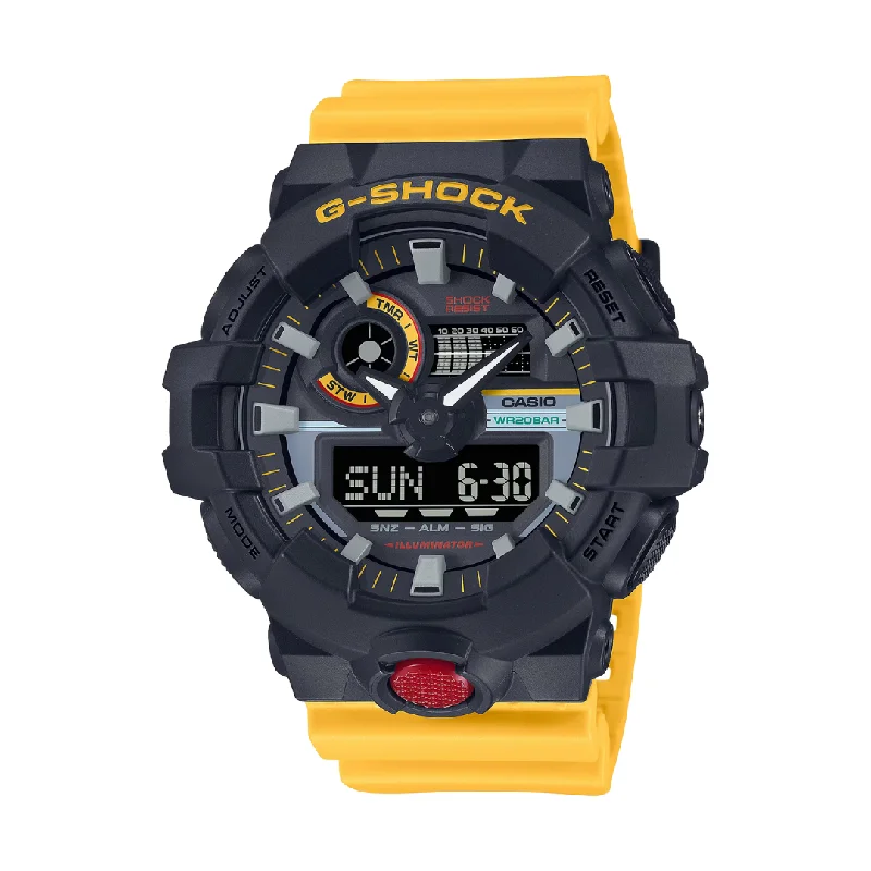 men's Cartier water-resistant watches -CASIO G-SHOCK GA-700MT-1A9DR MIX TAPE SPECIAL COLOUR YELLOW WATCH