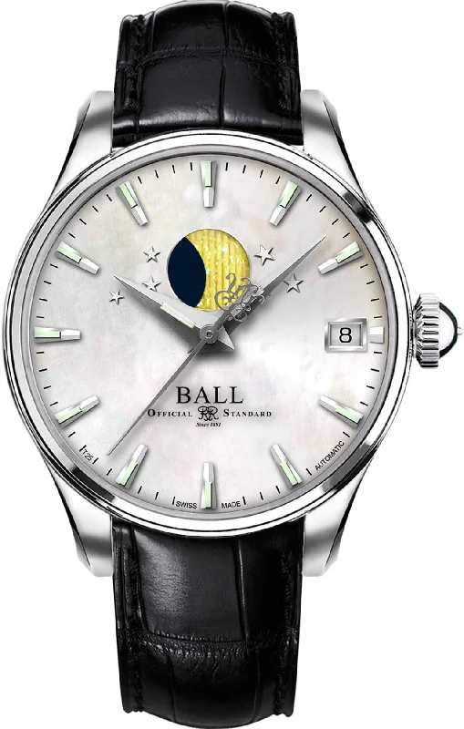 women's Ball flat watches -Ball Watch Company Trainmaster Moon Phase Ladies